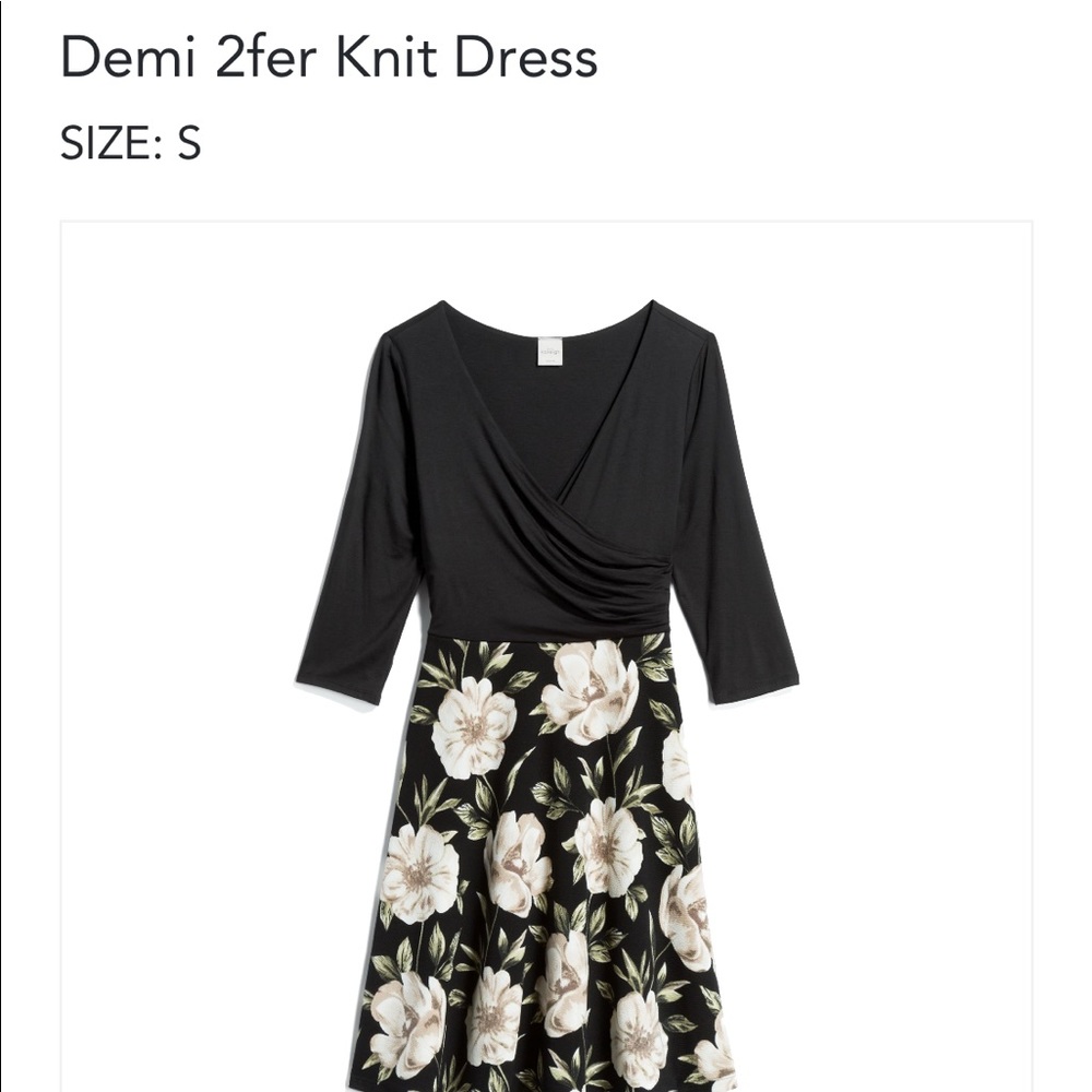 NWT Black w/floral 3/4 sleeve knit dress